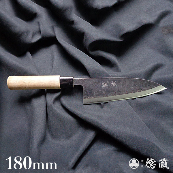 青钢二号 黑色锻面加工 厚出刃切鱼刀 胡桃木手柄