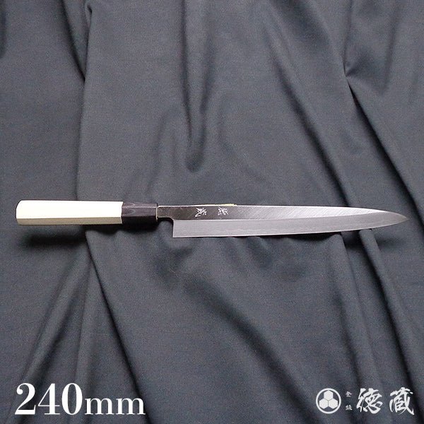 Carbon Blue Steel No. 2 Yanagiba Knife Park Tree Octagonal Handle