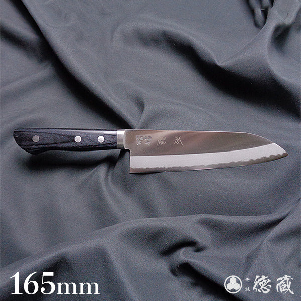 Blue-2  blackened finish  Santoku knife  Park handle