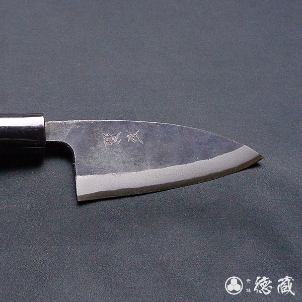 青二 黑色锻面加工 小切鱼刀 胡桃木手柄