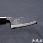 青二 黑色锻面加工 小切鱼刀 胡桃木手柄