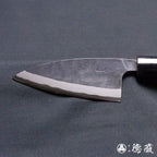 青二 黑色锻面加工 小切鱼刀 胡桃木手柄