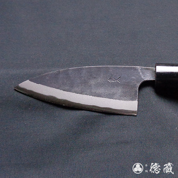 青二 黑色锻面加工 小切鱼刀 胡桃木手柄