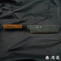 青二 大马士革 切菜刀 紫檀八角手柄