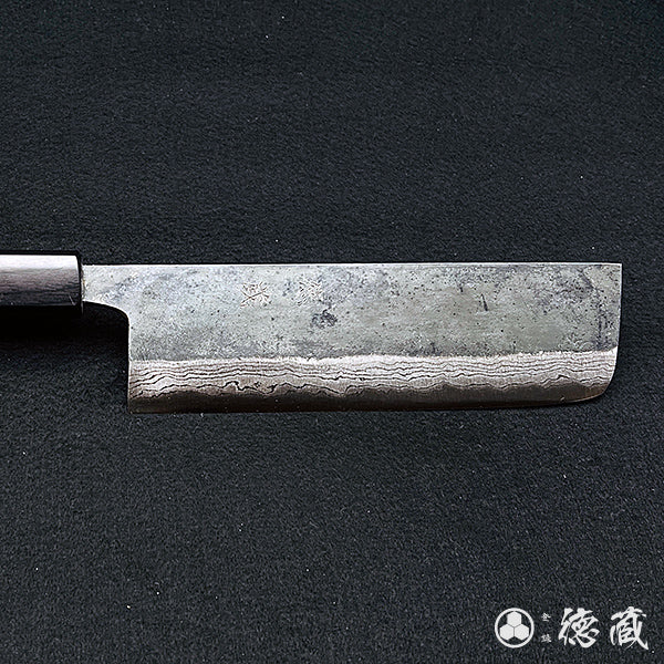 青二 大马士革 切菜刀 紫檀八角手柄