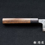 青二 大马士革 切菜刀 紫檀八角手柄