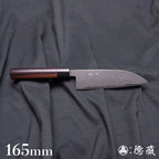 青二 大马士革 抛光加工 三德刀 紫檀木手柄