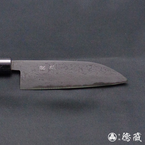 青二 大马士革 抛光加工 三德刀 紫檀木手柄