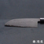 青二 大马士革 抛光加工 三德刀 紫檀木手柄