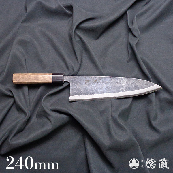 青二 黑色锻面加工 切鱼刀 胡桃木手柄