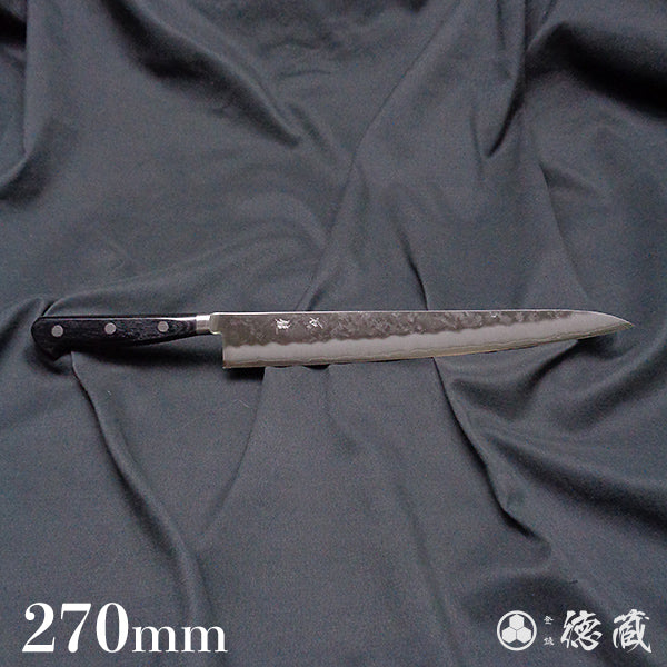 Ginsan (Silver3) stainless steel  matt finish  Sujihiki-knife  black handle